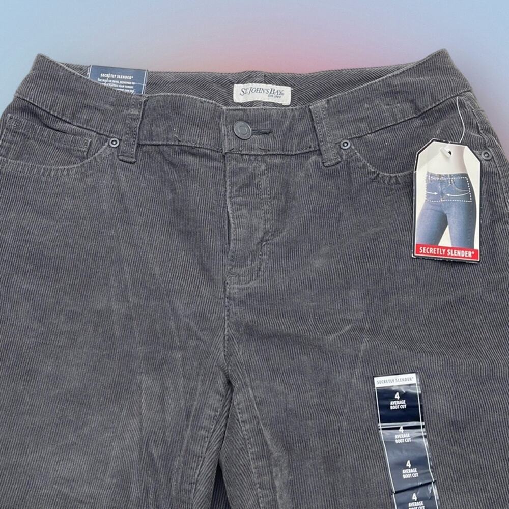 ST. JOHN’S BAY Women’s 4 Gray SECRETLY SLENDER Corduroy Jeans